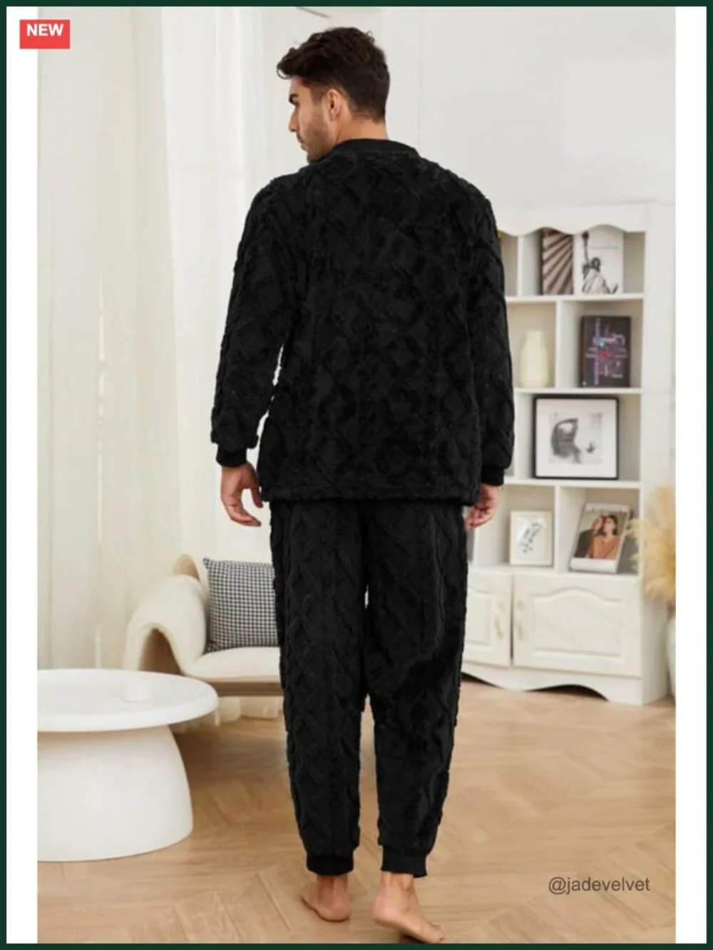 Men's Plush Pajama Sets with Pockets Cozy Loungewear Set